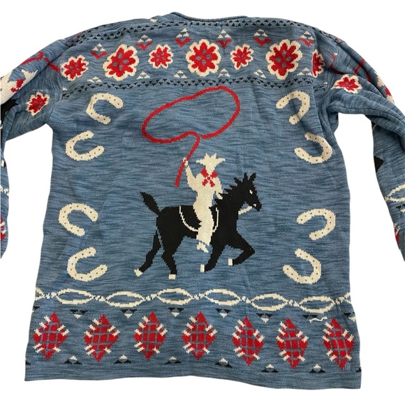 Delia McKain~Vintage Western Cowboy Sweater~Cardigan Large - Picture 5 of 9